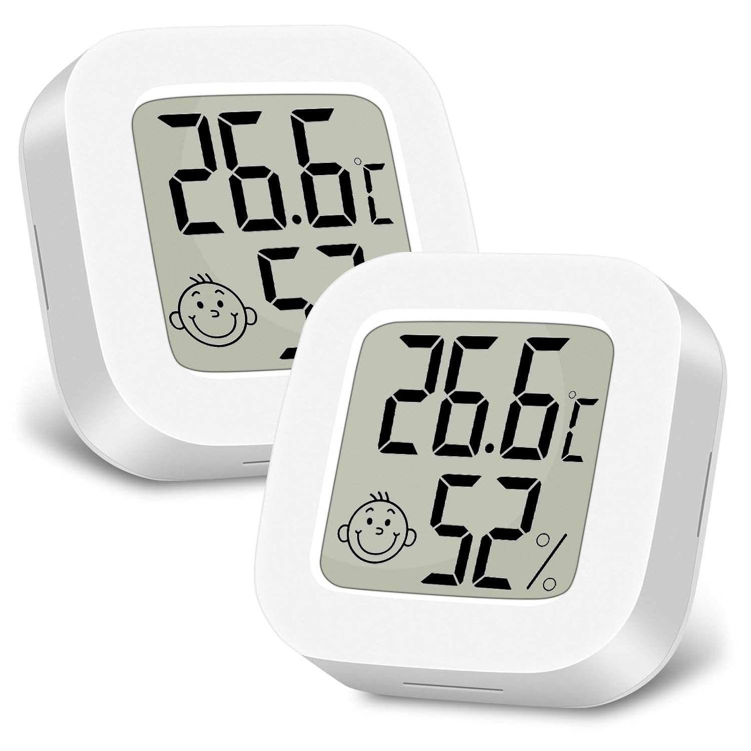 Termometr Hygrometr Wewnętrzny 2 Sztuki Mini LCD Monitor Temperatury i Wilgotności do Pokojów Domu Biura Biały