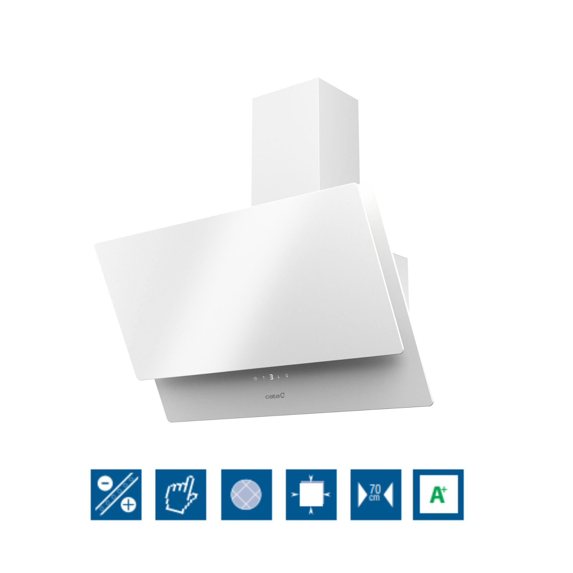 Cata  Campana Extractora Juno+ 7000 Gwh Control Táctil Display Digital 6 Niveles Extracción Motor Extra Silencioso 44 Db Fácil Instalación Color Blanco , Leroy Merlin