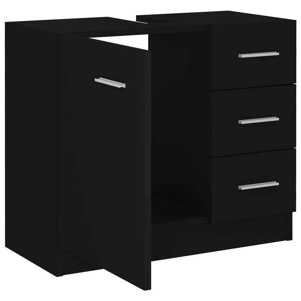 Maison Exclusive - Mobile Sottolavabo Nero 63x30x54 cm in Legno Multistrato - 7