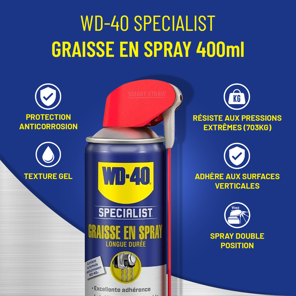 WD40 - Graisse en spray longue durée système professionnel - aérosol de 400ml - 33217 - 3
