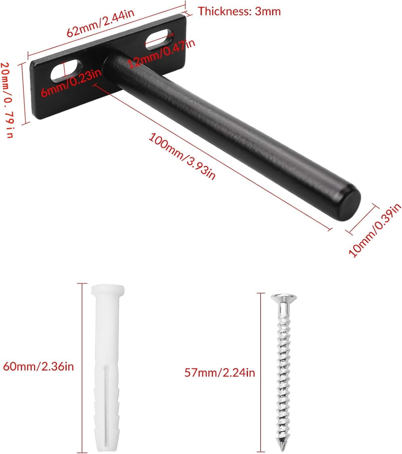 Staffe Per Mensole WELDUN - 4 Pezzi Neri Da 30cm, Portata Fino A 70kg - Foto 2