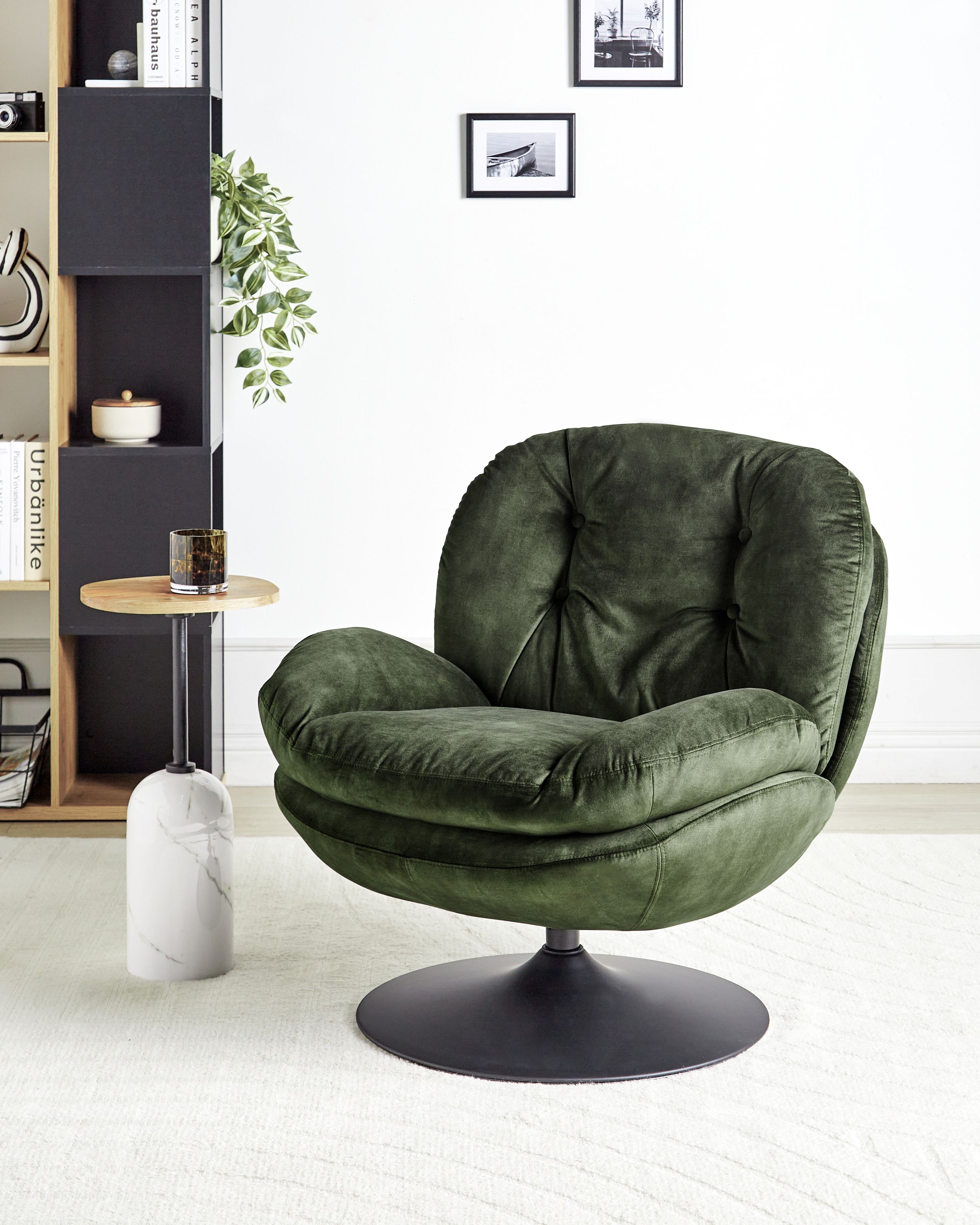 Poltrona girevole NOLVIK Velluto Verde scuro - 2