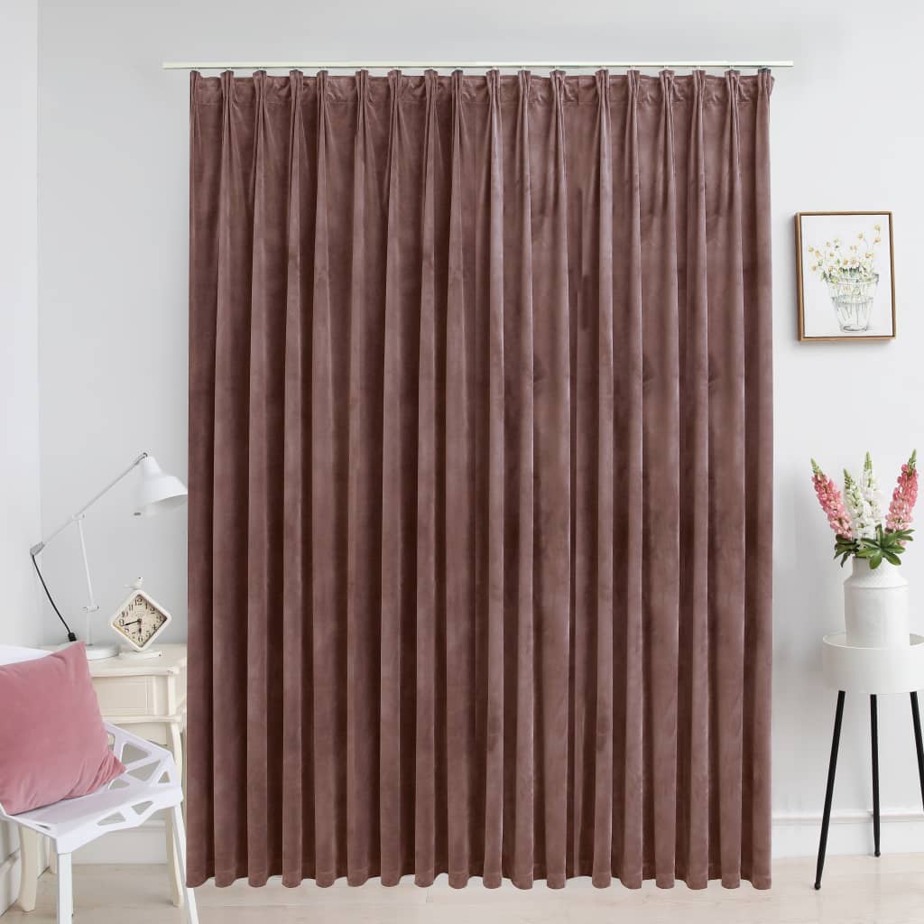 Maison exclusive - cortina opaca con ganchos terciopelo rosa envejecido 290x245cm
