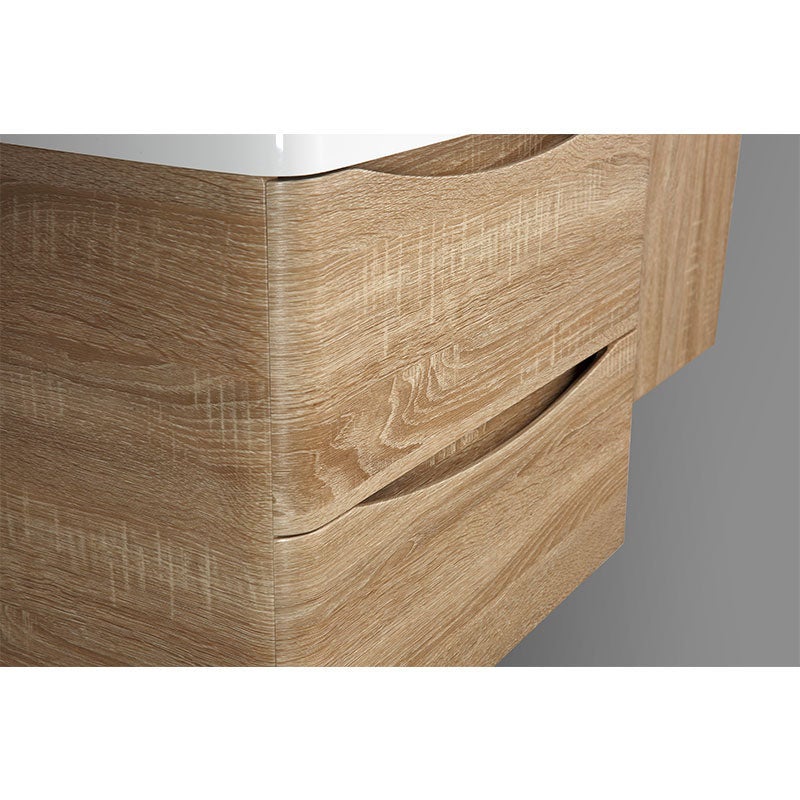 Meuble salle de bain design double vasque PIACENZA largeur 120 cm chêne clair - 6