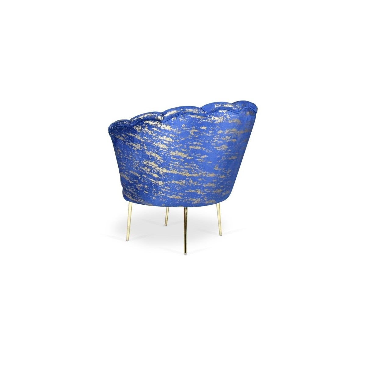 Poltrona a Conchiglia in Velluto Blu e Oro - 5