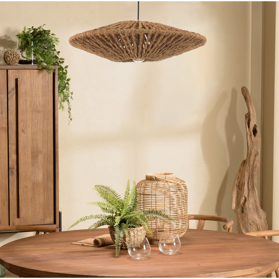ALIDA Suspension 'cymbale' 60x60cm en fibre de coco et teck recyclé