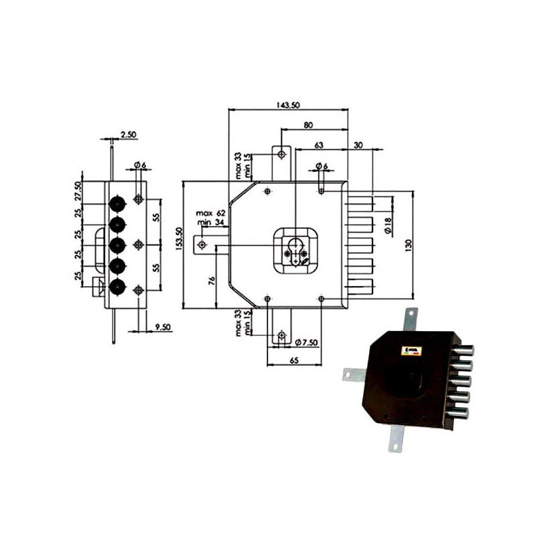 Thirard - Serratura A Chiavistello Design 5 Per Porta D'ingresso - Foto 4