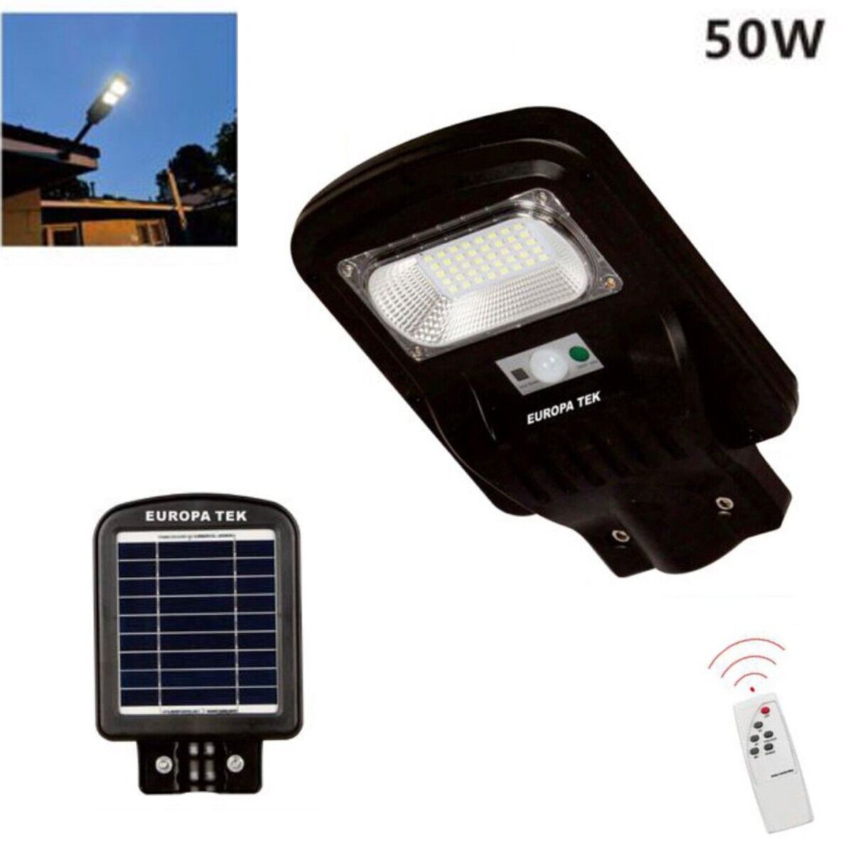 Lampione LED Solare 200W Con Sensore Di Movimento - Luce Fredda Per Esterni, Giardino E Sicurezza