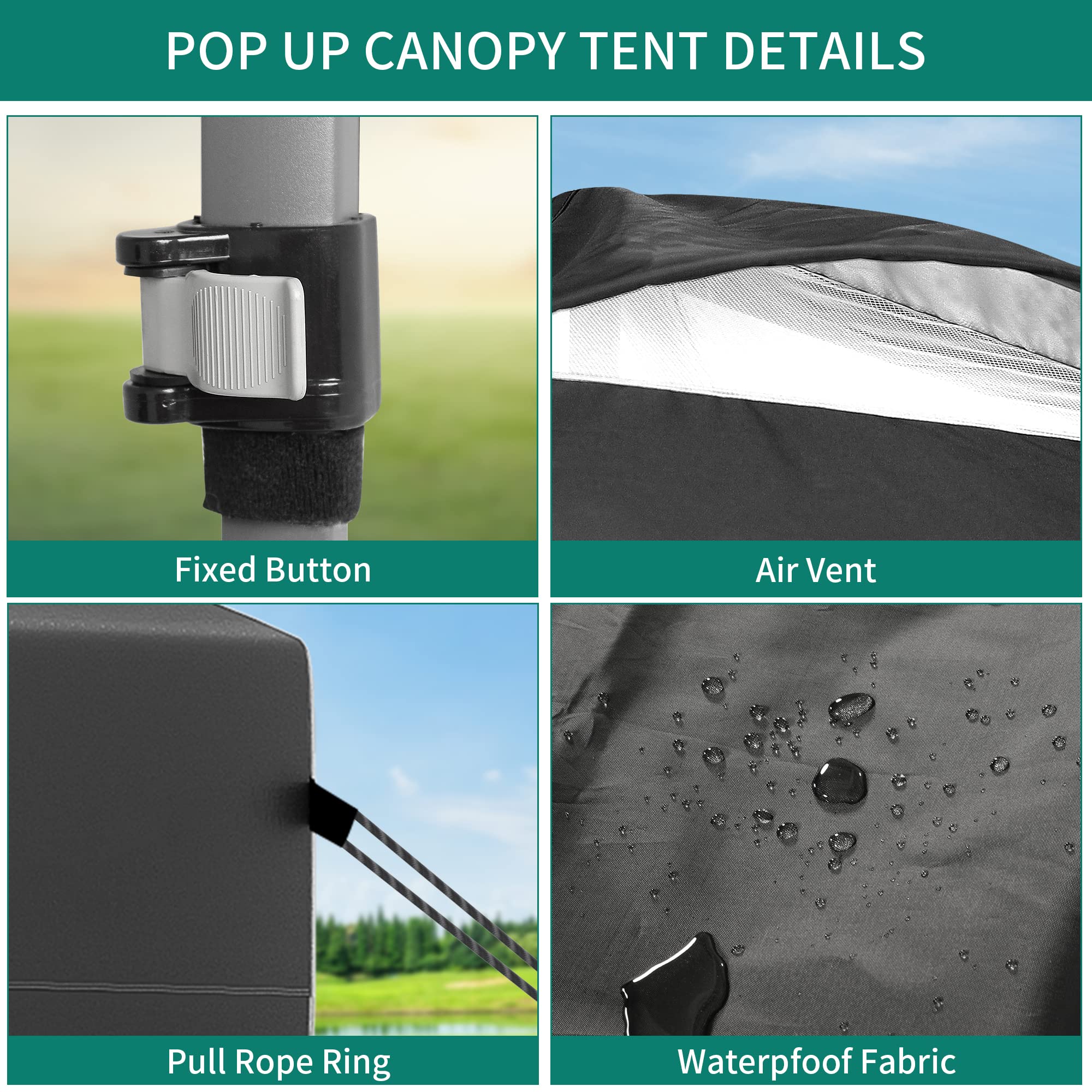 ABCCANOPY Gazebo Pop-up Da 2,5 X 2,5 M, Completamente Impermeabile, Con