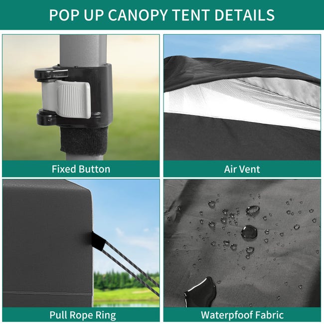 ABCCANOPY Gazebo Pop-up Da 2,5 X 2,5 M, Completamente Impermeabile, Con ABCCANOPY Gazebo Pop-up Da 2,5 X 2,5 M, Completamente Impermeabile, Con