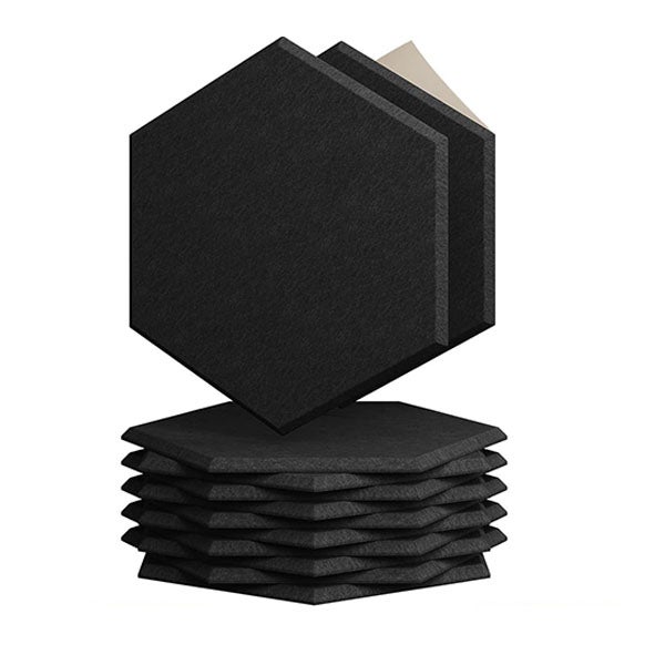 Panel de aislamiento acústico hexagonal - panel absorbente de sonido autoadhesivo de 12 piezas - reducir el eco - 26*30*15*0,9 cm - negro