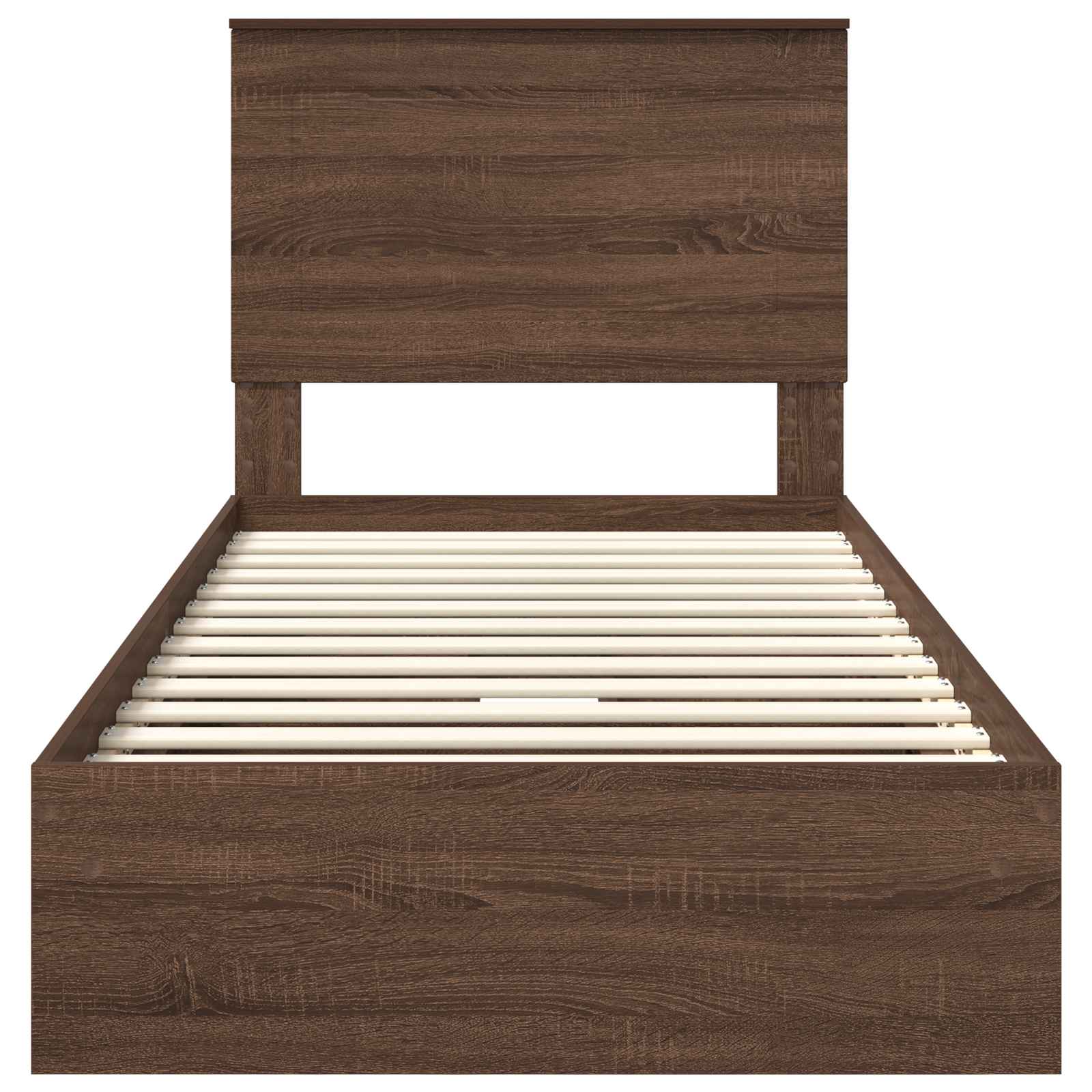 Lit coffre chêne brun 75 x 190 cm panneau de bois - 8