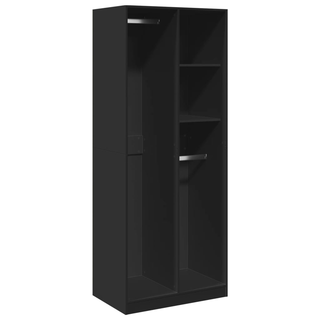 Garde-Robe Portable ACCSTORE – Armoire Tissu 4 Tringles, Étagères & Poches Latérales, Noir – Organisateur Vêtements XXL