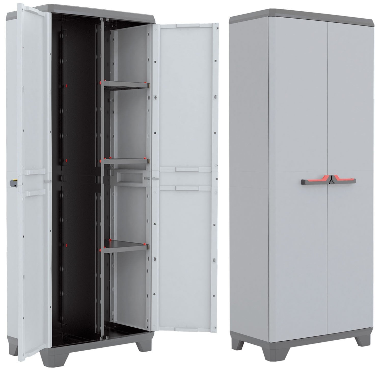 Armoire à balais verrouillable avec 2 portes et 3 étagères réglables Basic Stilo Keter - 3