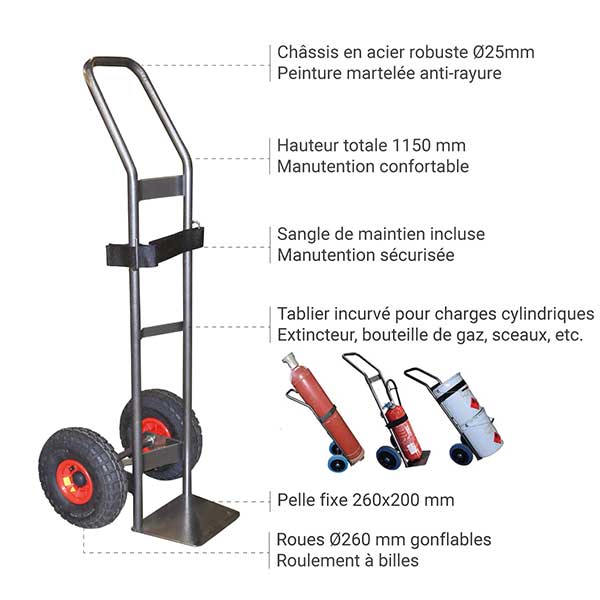 Diable porte-bouteille polyvalent - Roues gonflables 260mm - SAC15-RG - 3