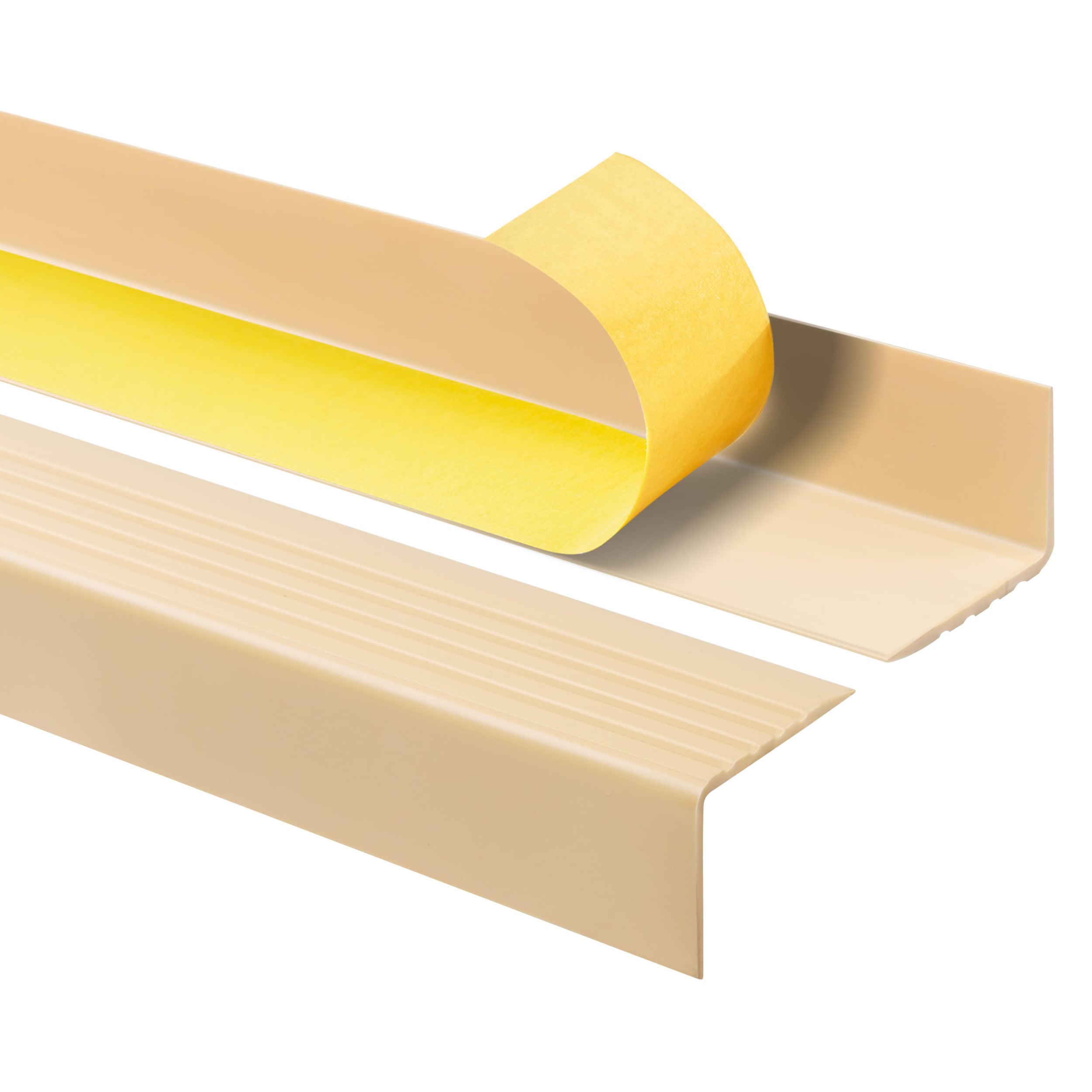 Profil schodowy samoprzylepny 50x42 mm PVC na krawędzie stopni z ryflowaniem - 200 cm, kremowy