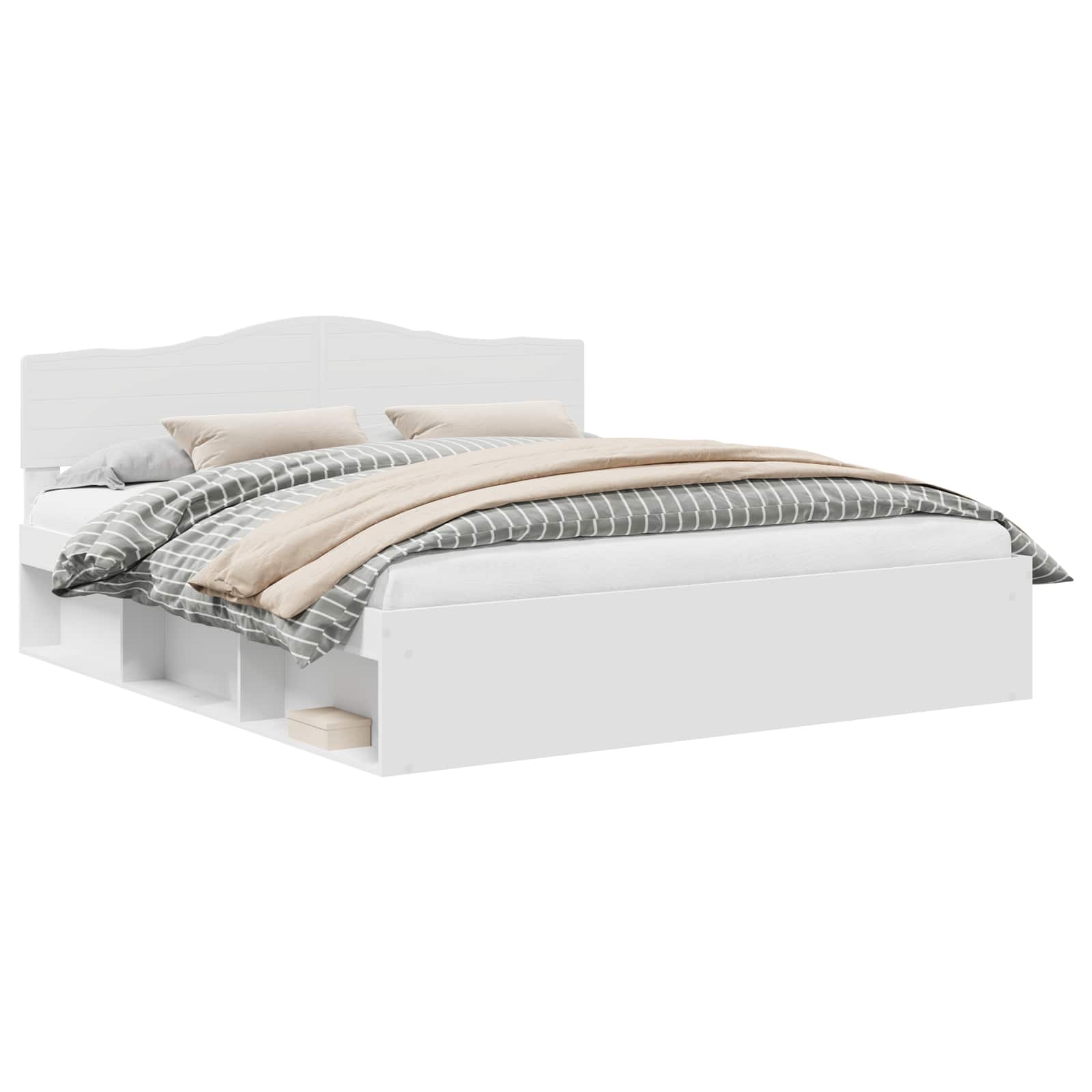 Cadre de lit blanc 200 x 200 cm en bois de pin massif - 2