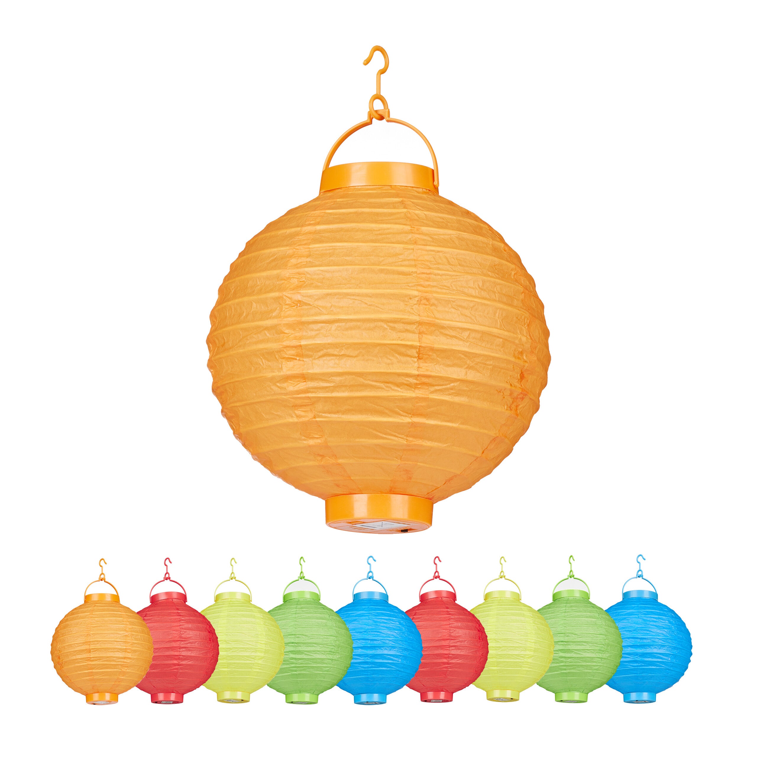 Set de 100 farolillos led, funcionamiento con pilas, interior y exterior, colgante, lámpara de papel, multicolor, ø 20cm