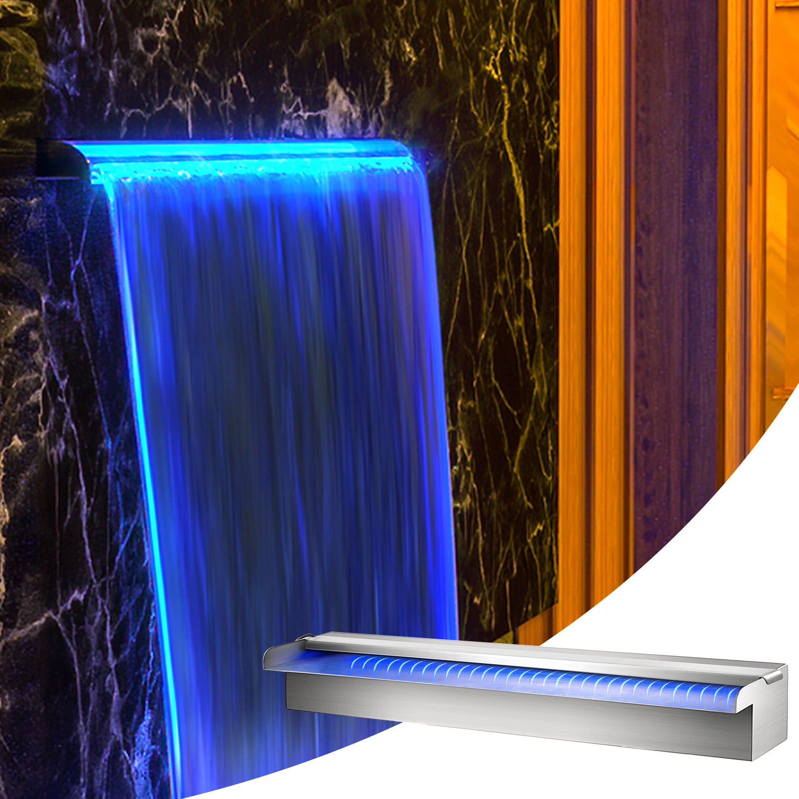 Fontaine de Piscine VEVOR à LED en Acier Inox 60 cm, Cascade Décorative avec Télécommande et Bande LED, pour Piscine ou Bassin de Jardin - 8