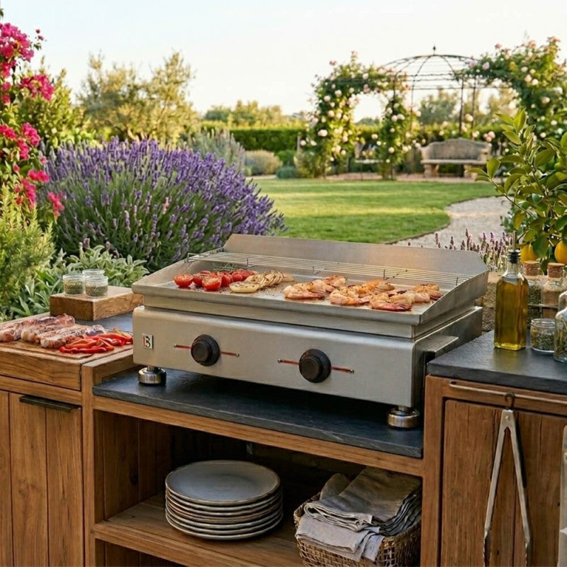 Plancha électrique Silvia IIG Inox - BRASERO - Plaque inox 67 x 34 cm - 2800 W - Jusqu'à 10 convives - 2