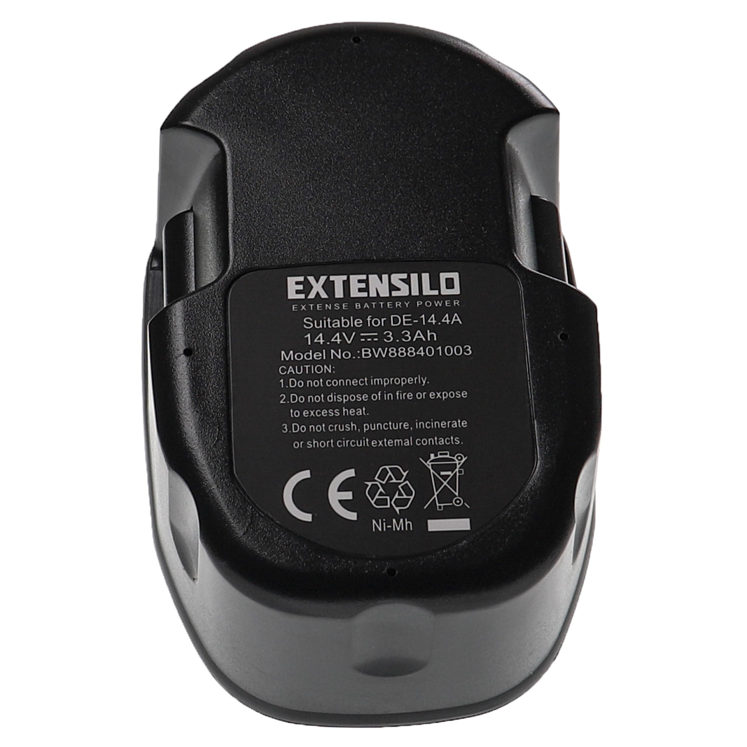 EXTENSILO Batterie compatible avec Dewalt DC612KA, DC614KA, DC528 FlashLight, DC551KA, DC613KA, DC615KA outil électrique (3300 mAh, NiMH, 14,4 V) - 6
