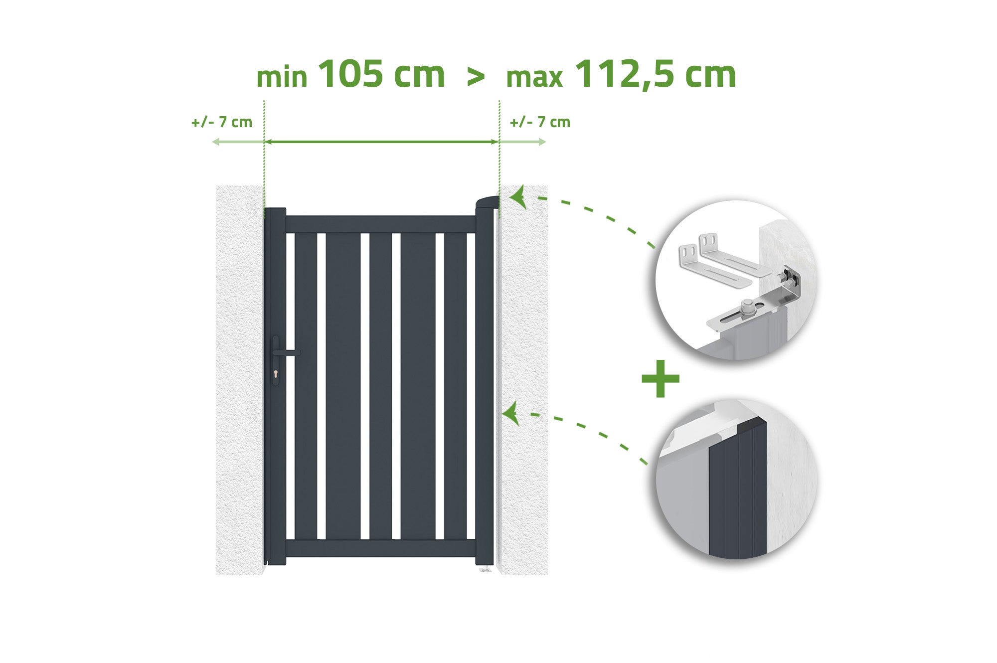 Brama regulowana szerokość 1m VEYMONT H.160cm szare aluminium
