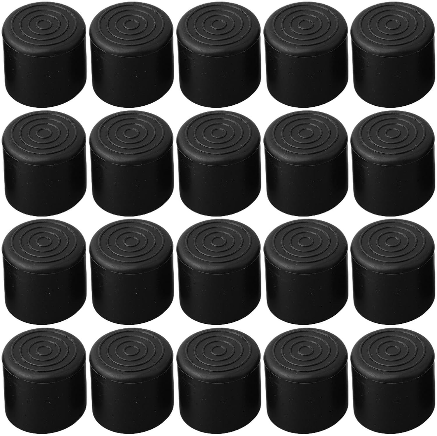 Lot de 20 embouts de chaise en caoutchouc pour pieds de table de sol, évite les rayures, matériau PVC noir (22 mm) - 2