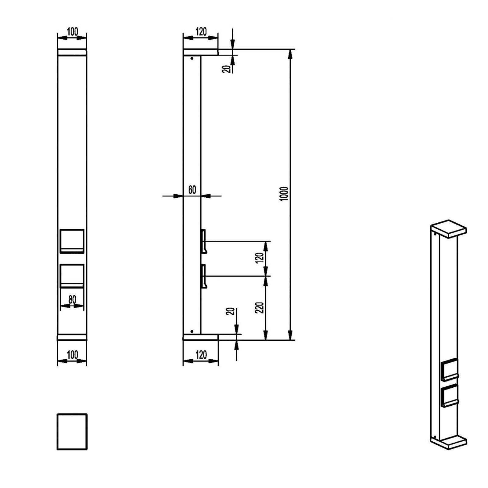 LERNA 1000 Lampadaire colonne électrique multiprise LED 7W CCT 3000K 4000K IP65 2 prises éclairage de jardin garage 230V 100cm - 5