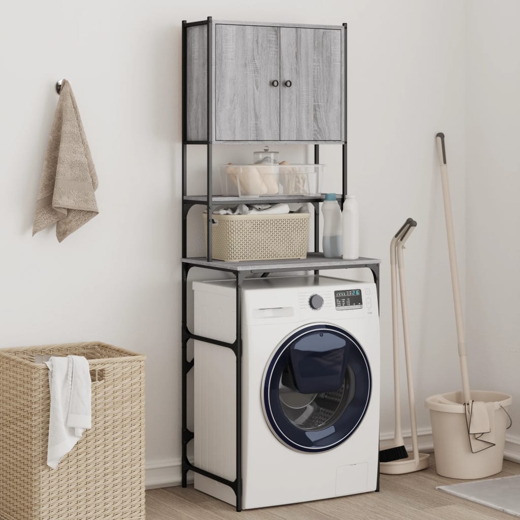 Armoire De Machine à Laver Réglable 3 étages - Blanc, En Acier, Capacité 15 Kg Par étagère, Avec Rampe - 3