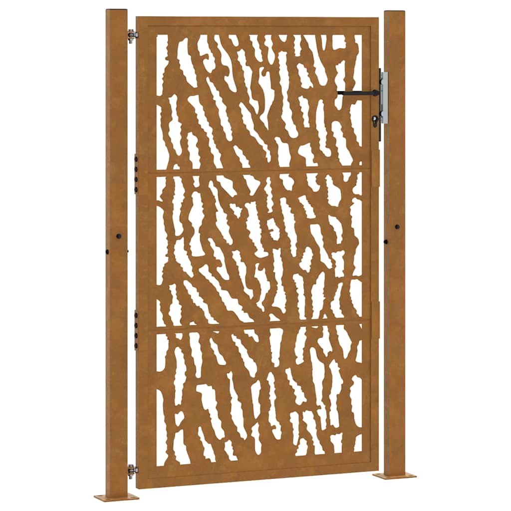 Cancello Giardino In Acciaio Corten 105x205 Cm - Cancelletto Esterno Con Serratura, Antiruggine Naturale - Foto 1