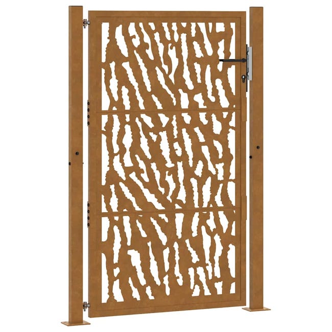 Cancello Giardino In Acciaio Corten 105x205 Cm - Cancelletto Esterno Con Serratura, Antiruggine Naturale - Foto 1