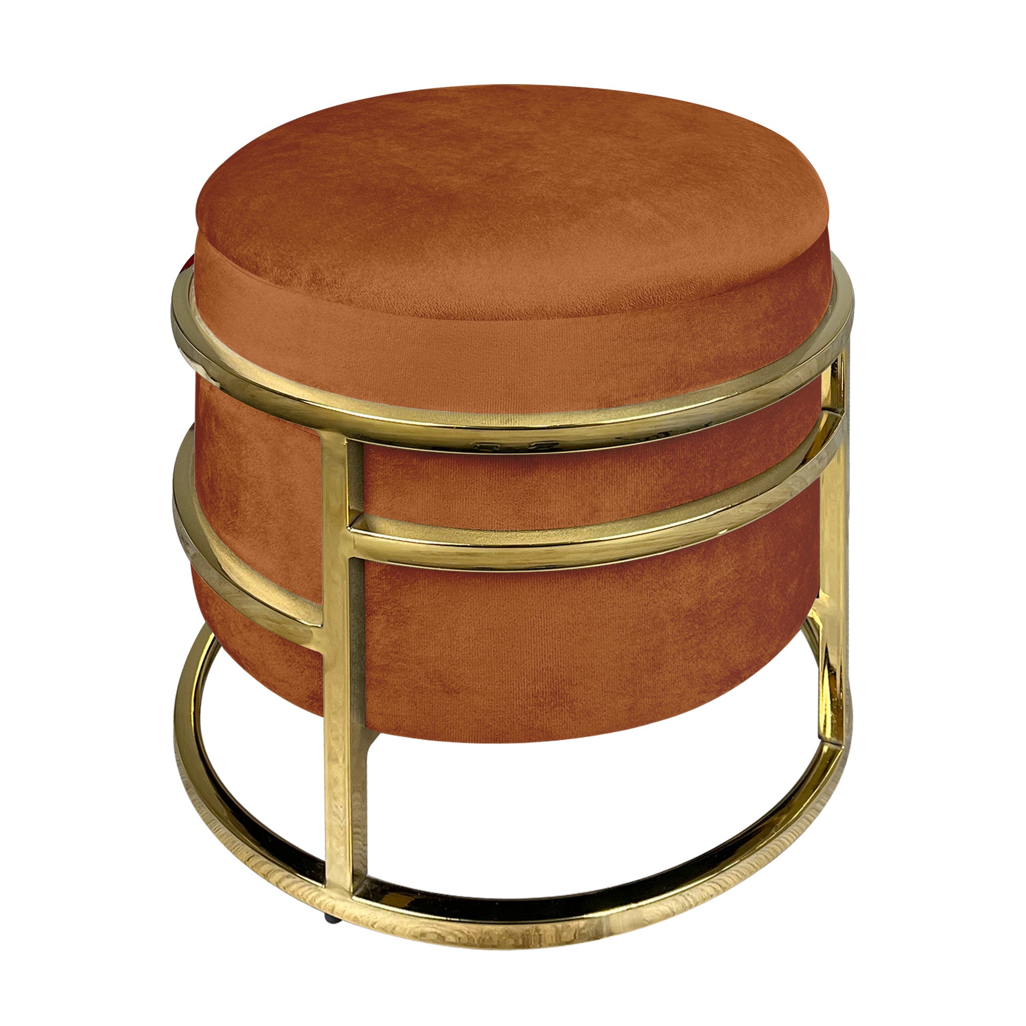 GERANT Sgabello Ottomano In Velluto Con Gambe Oro – Poggiapiedi Multiuso - 4