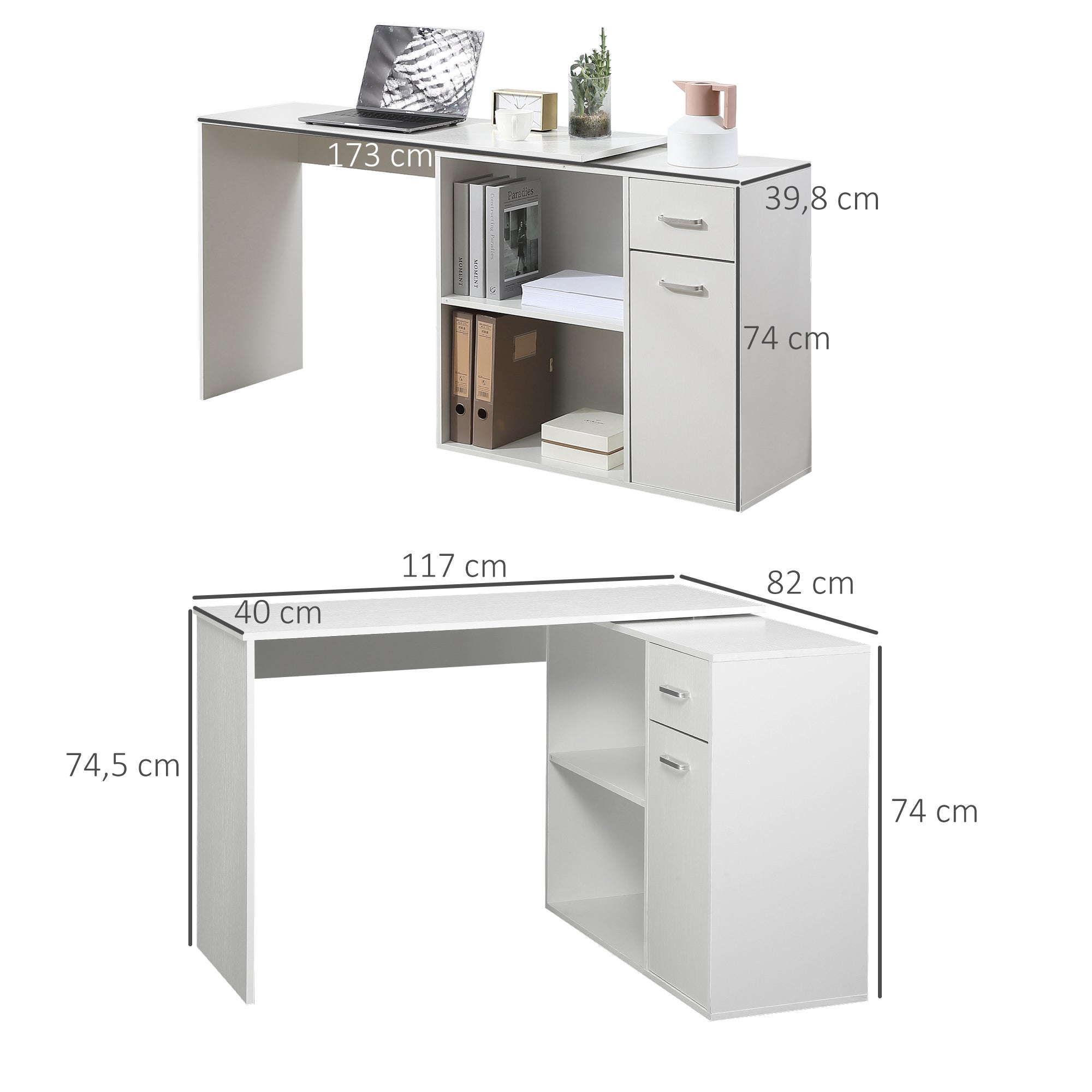 Bureau d'angle panneau de particules HOMCOM - 3