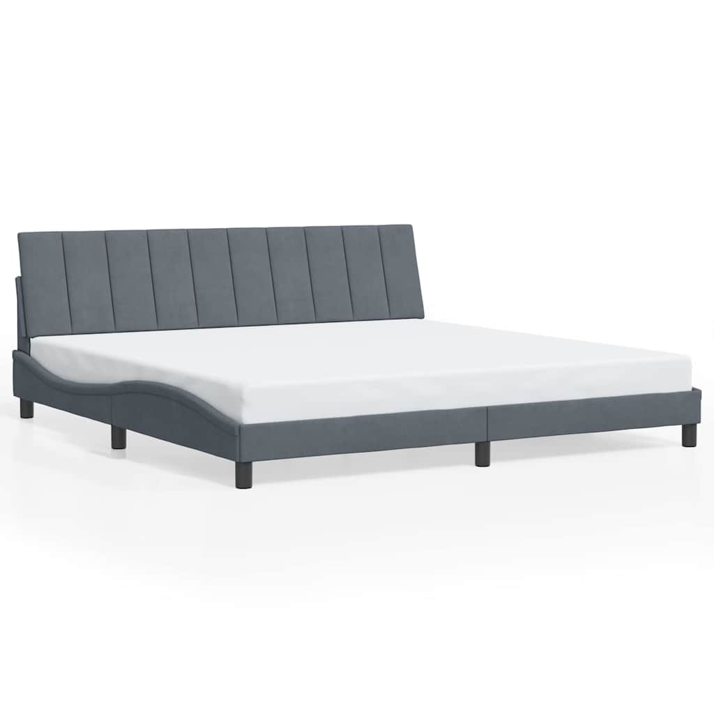 Cadre de lit sans matelas velours gris foncé 200x200 cm - 2