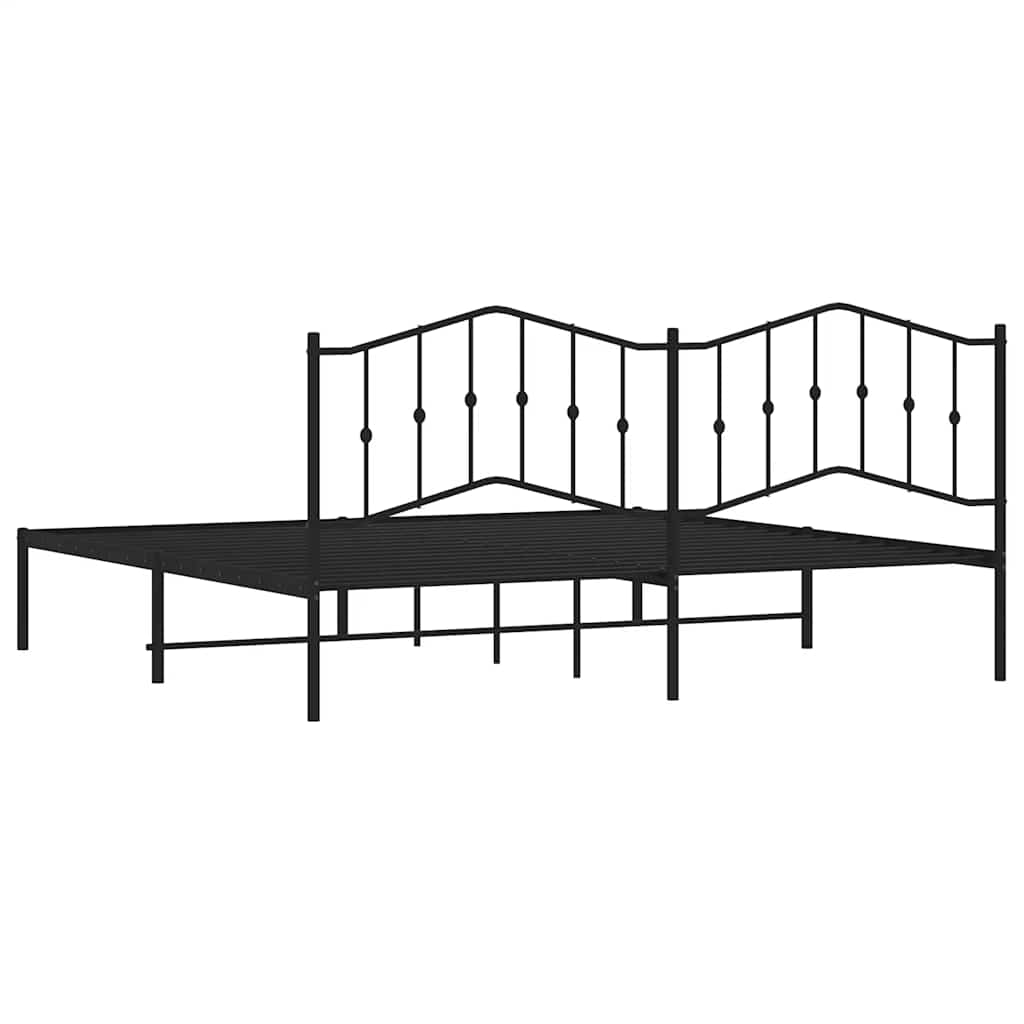 Estructura cama sin colchón con cabecero metal negro 193x203 cm vidaXL - 8