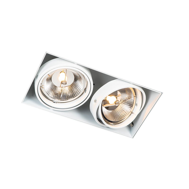 Set di 6 faretti da incasso bianchi GU10 AR111 senza bordi 2 luci - Oneon - 5