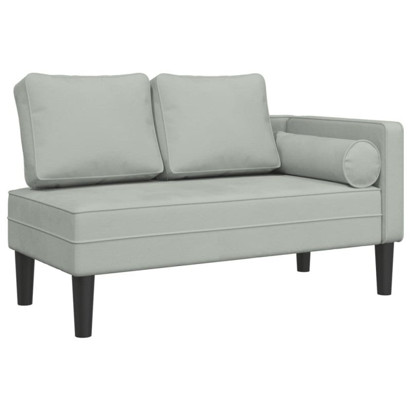 Chaise Longue con Cuscini Grigio Chiaro in Velluto vidaXL - 2