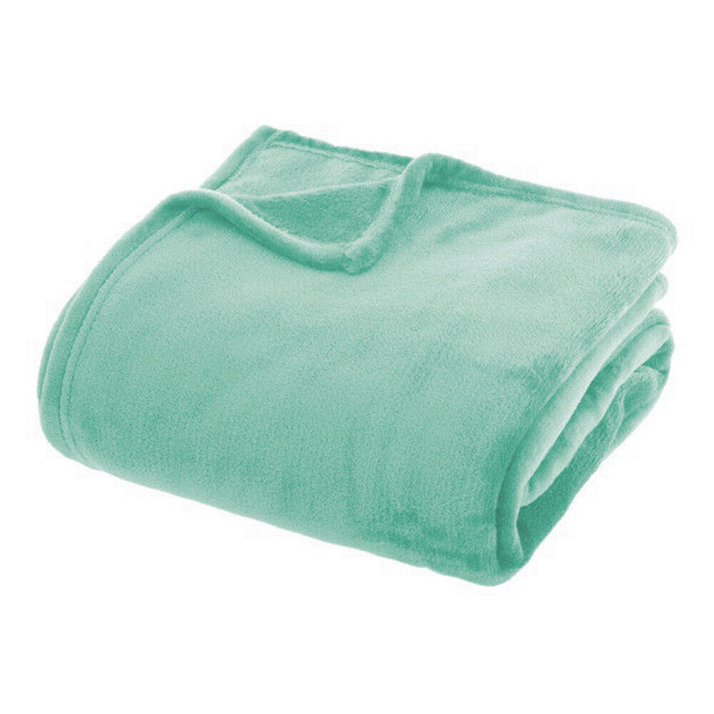 Plaid suave color sólido manta lisa cálida tela polar sofá cama 210x230 cm verde