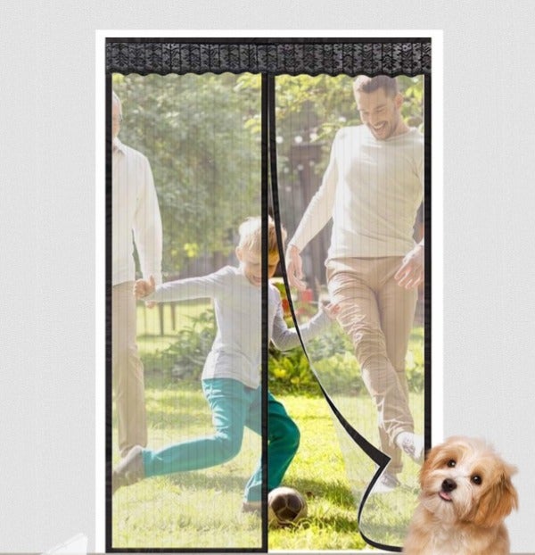 Czarny - Magnetyczna Moskitiera na Drzwi i Okna 90x210 cm, Automatyczne Zamykanie, Przesuwne Drzwi Szklane