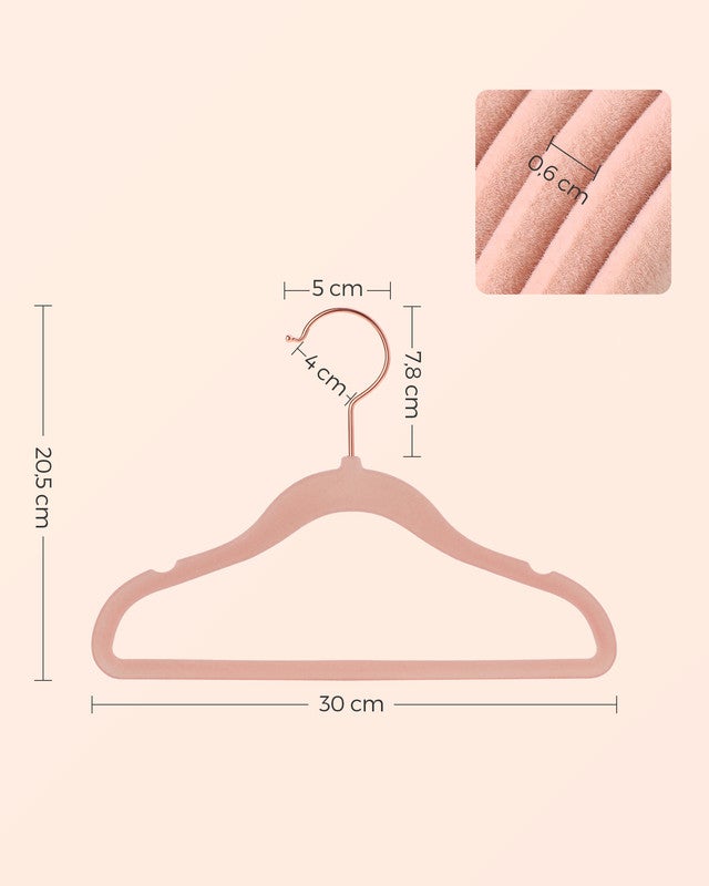Cintres Enfants, Lot de 50, avec Crochets Pivotants à 360° en Rose Gold, Cintres pour Vêtements, Gain de Place, Cintres Antiglisse, Rose Bonbon - 4