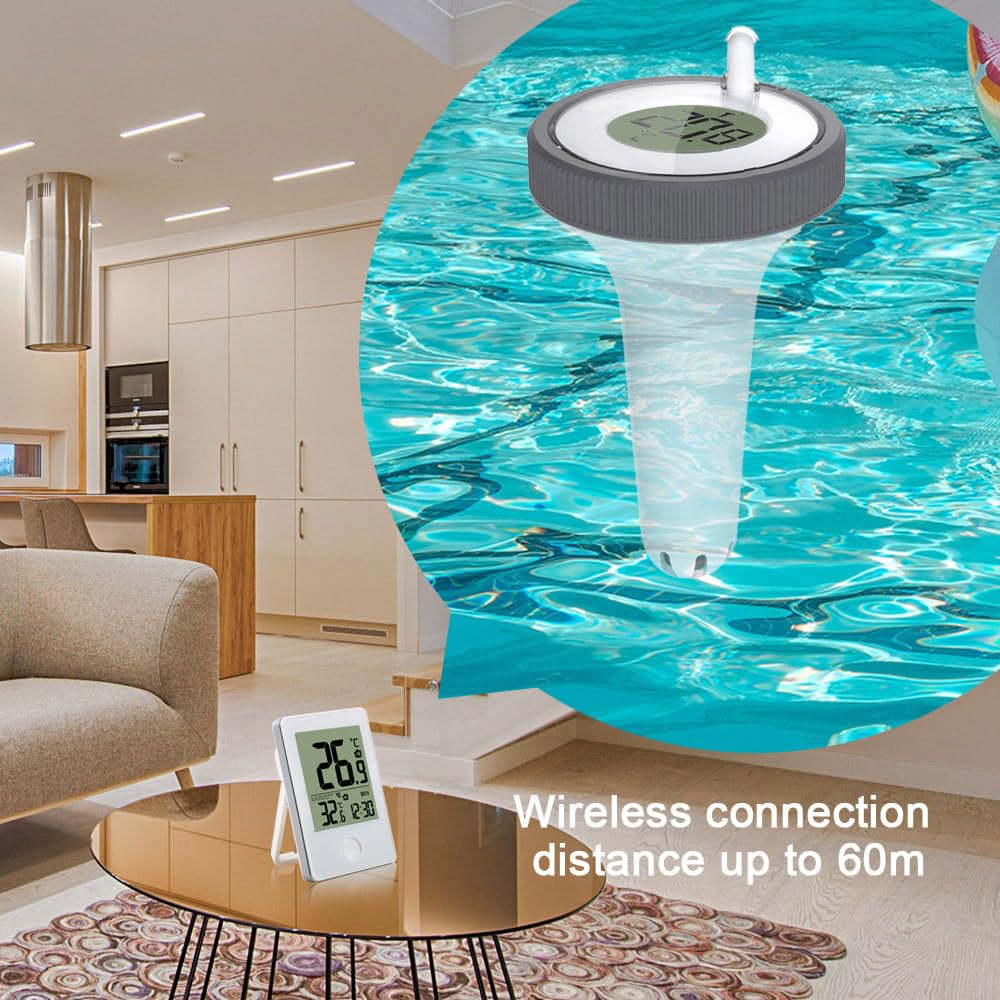Wireless Floating Pool Thermometer with LCD Temperature Outdoor Indoor Easy Read Digital Screen for Swimming Pools, Aquarium - 2