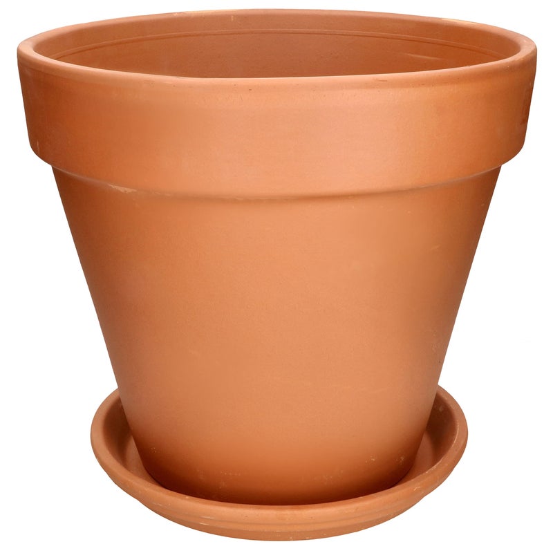 Doniczka gliniana donica ceramiczna terakota z podstawką na kwiaty fi 39 - KOTARBAU