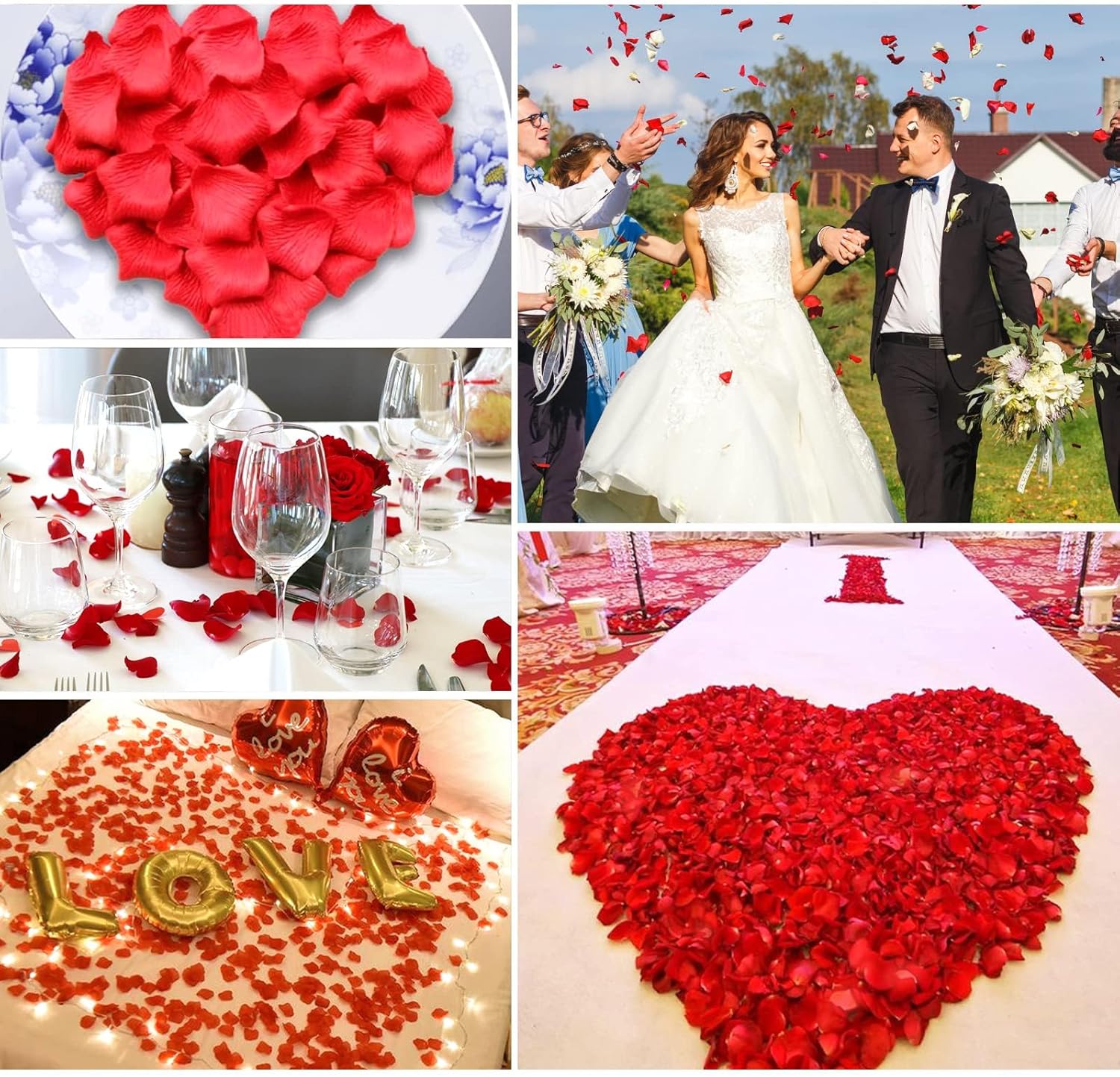 1200 Pièces Pétales de Rose Artificiels, Pétales de Rose Rouge, Décoration de Mariage, Saint Valentin, Fête, Anniversaire-Pétales de Fleur Eternelle - 7