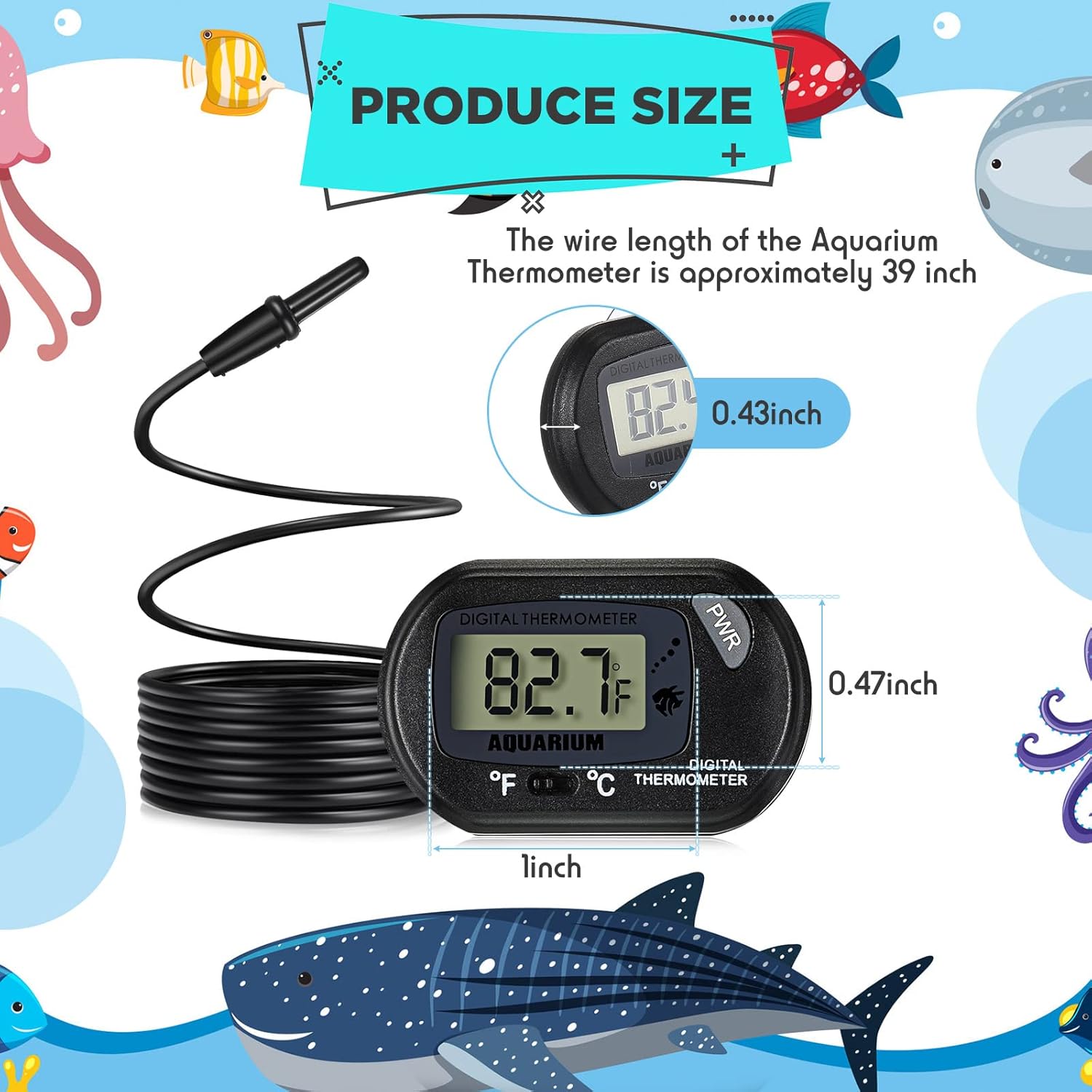 Termometro Igrometro LCD Con Sonda Esterna Da 1,5 M – Per Incubatrice, Acquario, Terrario E Serra (Nero)