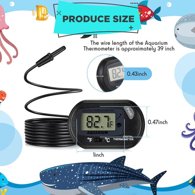 Termometro Igrometro LCD Con Sonda Esterna Da 1,5 M – Per Incubatrice, Acquario, Terrario E Serra (Nero)