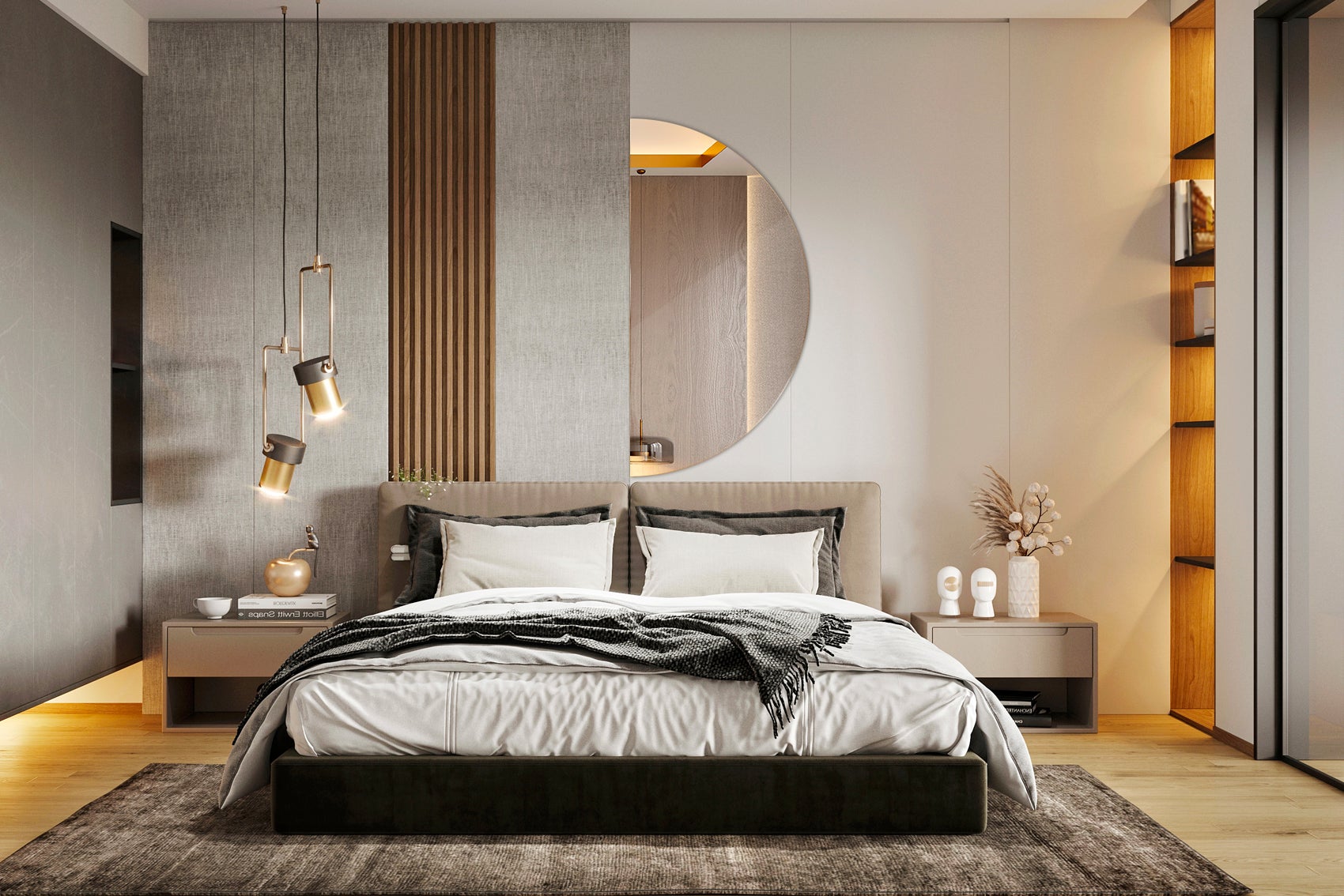 Specchio semicircolare moderno da parete, design elegante per soggiorno 25x50 cm, ArtPrintCave - 2