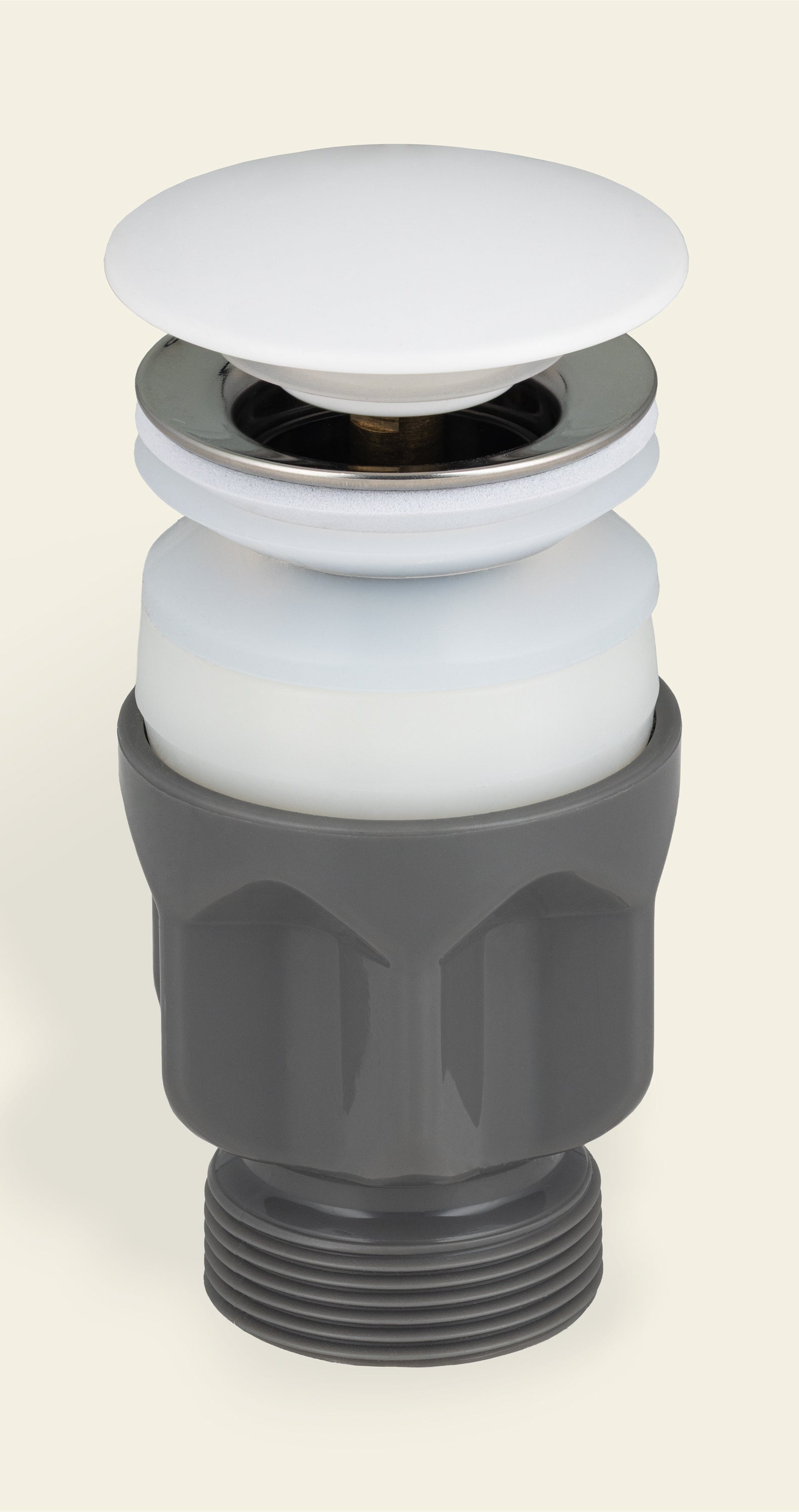Bonde de lavabo/vasque clic-clac M33x42 TESS corps en ABS capot recouvrant en résine blanche sans trop plein BASS - 2
