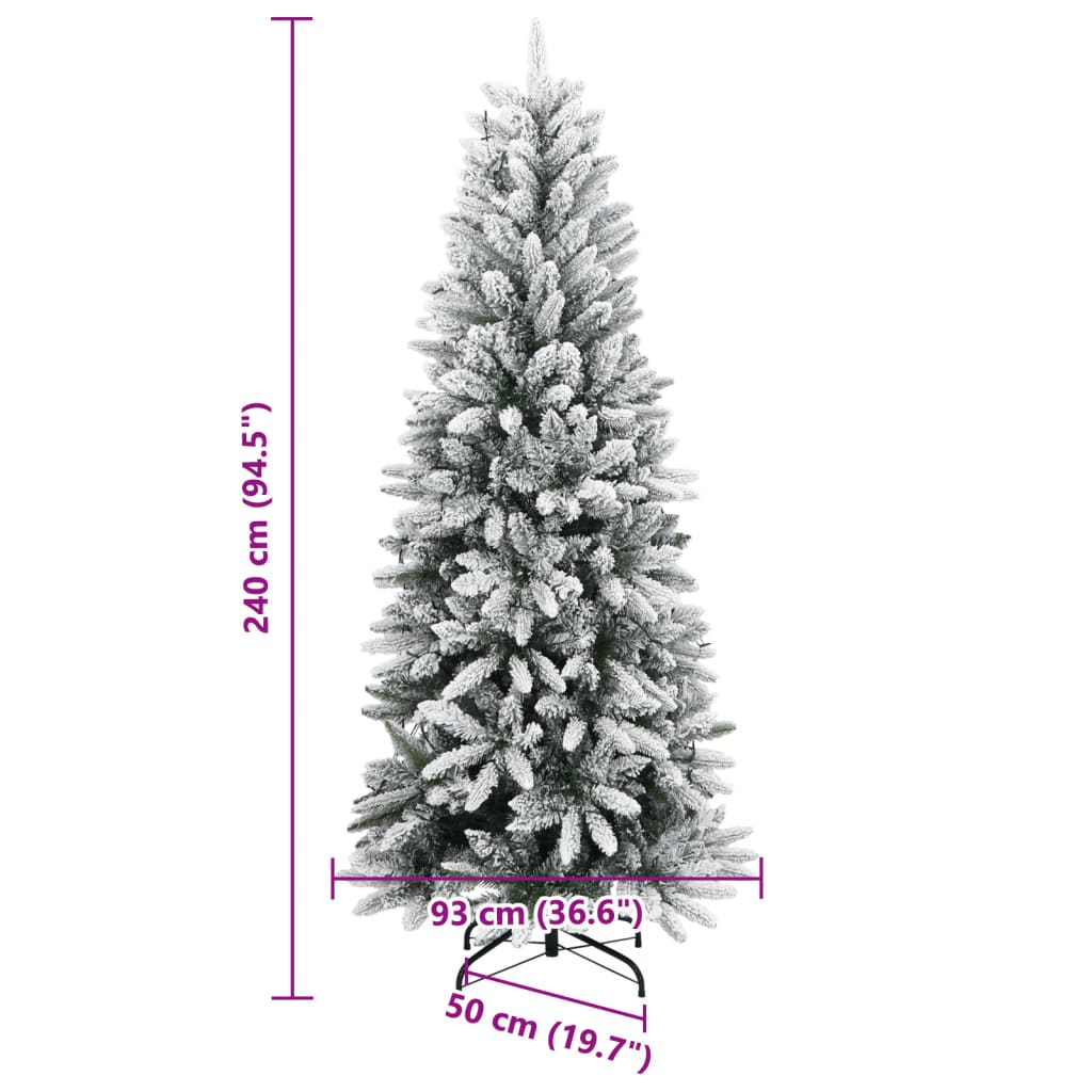 Árvore de Natal artificial com 300 LEDs e neve flocada 240 cm - COMFORTXL - 9