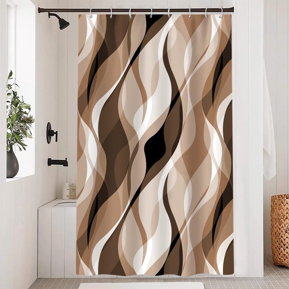 Lerores Tenda da doccia 180 x 200 cm, verde foglie antimuffa, orlo appesantito, impermeabile, lavabile, in tessuto di poliestere, con occhielli e 12