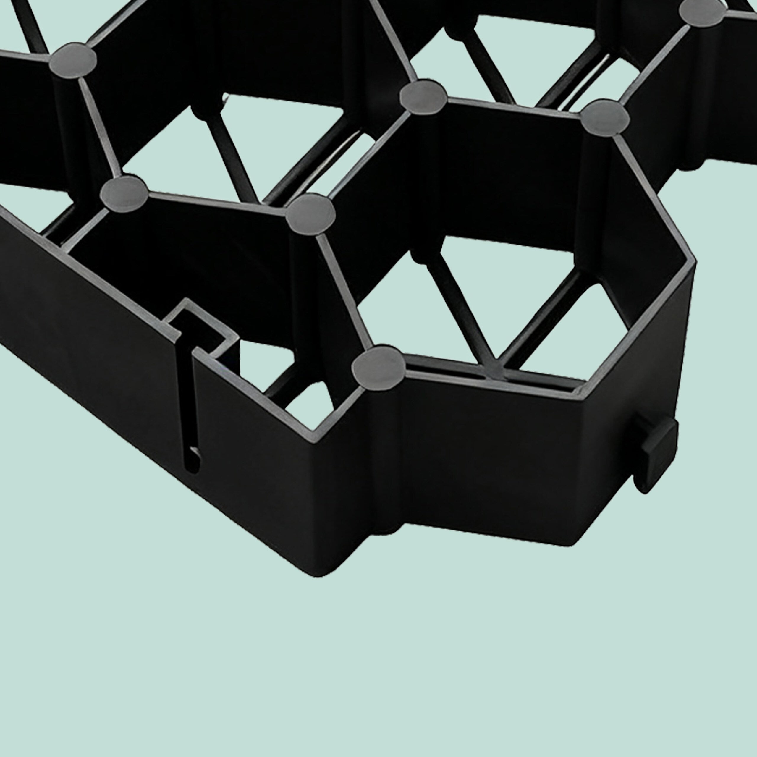 Grille pour gazon en plastique, lot de 4 (50 x 50 cm), carrossable, sans sous‑couche, dalles paddock, noir, relaxdays - 5